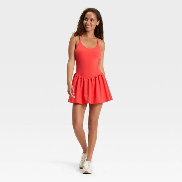 Open Box - JoyLab - Women's Drop Waist Active Dress - JoyLab Red L Red - Picture 1 of 4